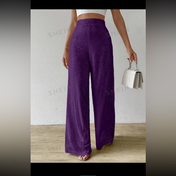 Purple Sequin Sparkle Pants - Picture 2 of 3